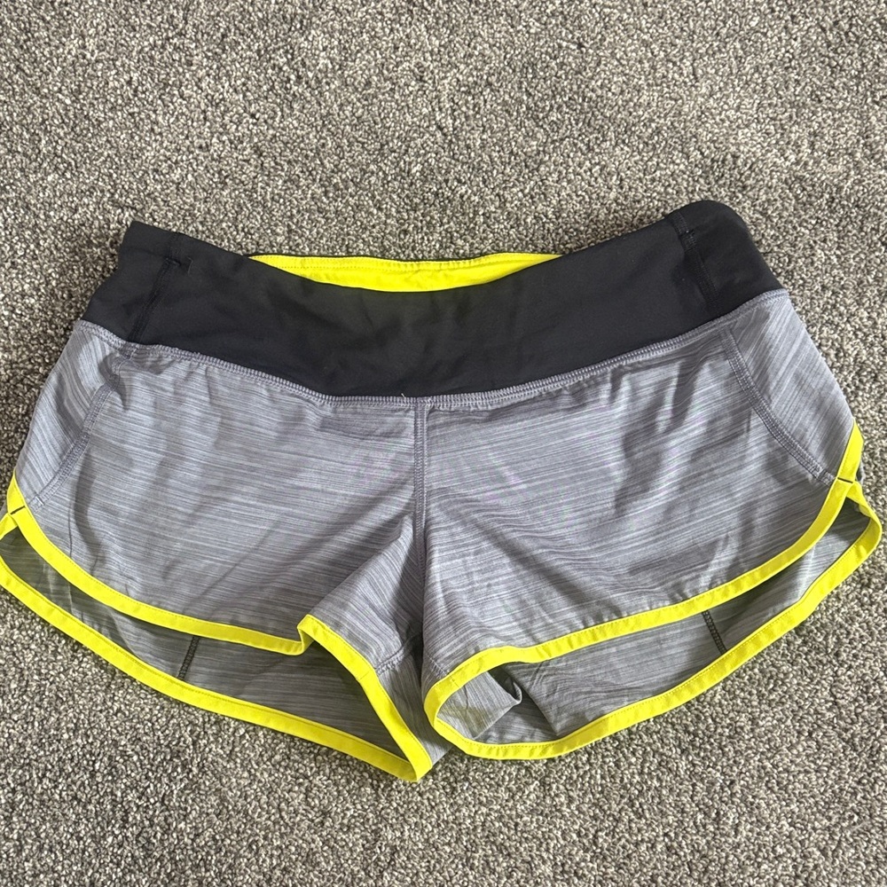 Lululemon Athletica Gray Shorts with Black and Yellow Accents